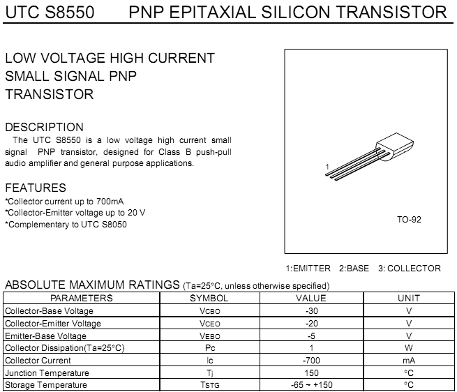 Tranzistorul S8550 Tranzistorul S8550