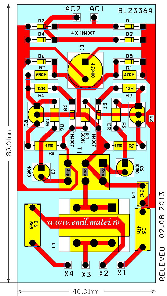 PCB - Balast electronic pentru lampi fluorescente de 18W PCB - Balast electronic pentru lampi fluorescente de 18W