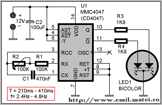 Bi-color led alternate flasher