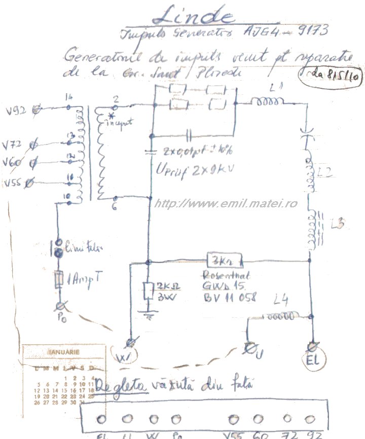 Generator de impulsuri AJG-4 - schema electrica Generator de impulsuri AJG-4 - schema electrica