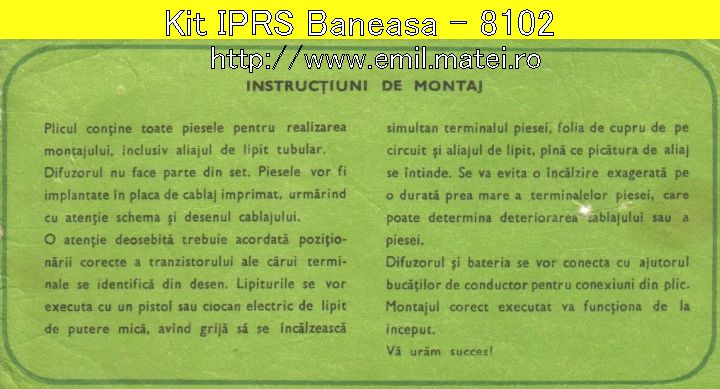 Kit 8102 - Generator Morse - Instructiuni de montaj Kit 8102 - Generator Morse - Instructiuni de montaj