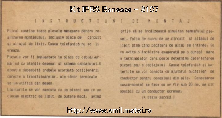Kit 8107 - Comanda sonora - Instructiuni de montaj Kit 8107 - Comanda sonora - Instructiuni de montaj
