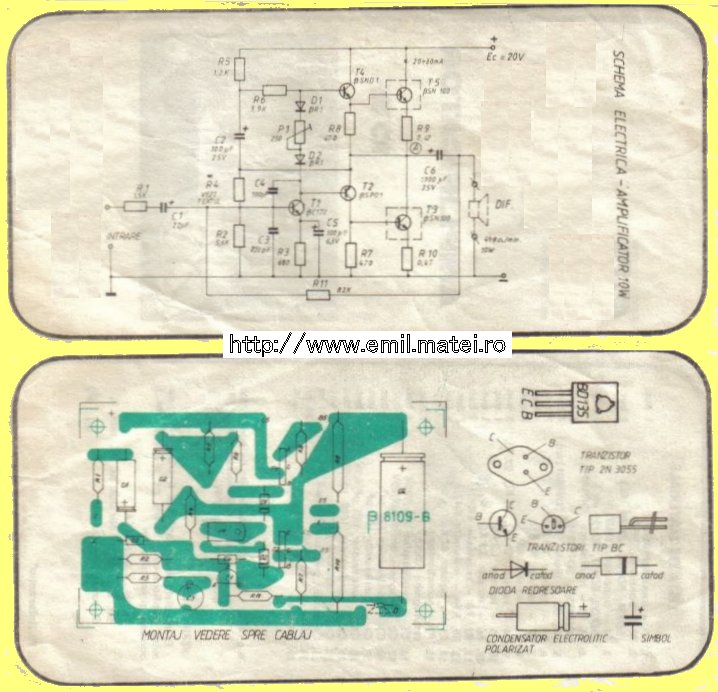 Kit 8109 - Amplificator 10W - Schema electrica si PCB Kit 8109 - Amplificator 10W - Schema electrica si PCB