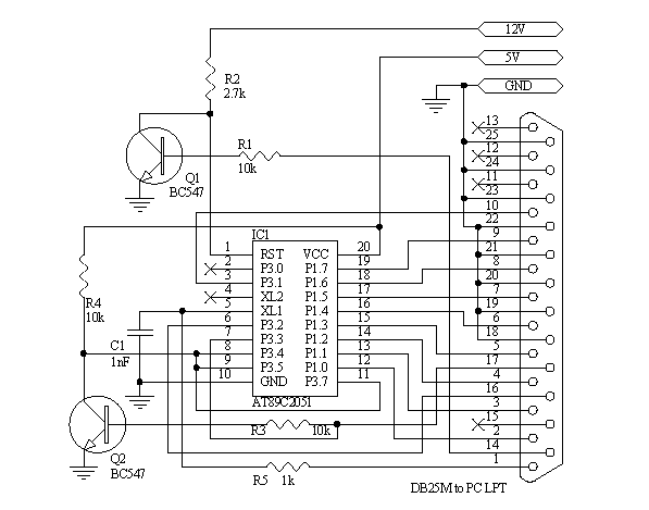 BlowIT - schema originala - Programator AT89C2051 pe portul paralel PC