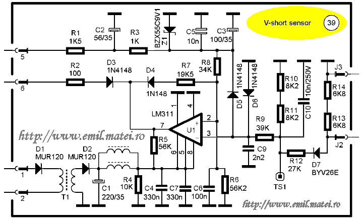 Schema electrica Cebora TIG SOUND AC/DC 1835/M - V-short sensor board Schema electrica Cebora TIG SOUND AC/DC 1835/M - V-short sensor board