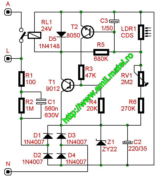 Schema electrica releu crepuscular Schema electrica releu crepuscular
