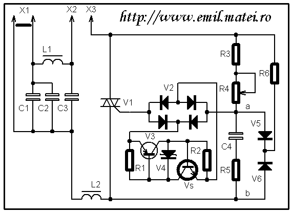 Schema variatorului de lumina rusesc RT-4 Schema variatorului de lumina rusesc RT-4