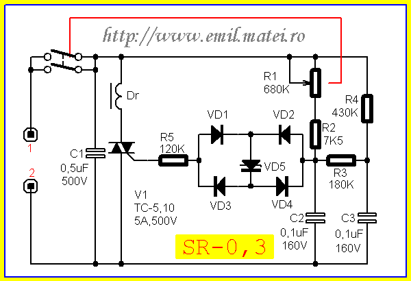 Schema variatorului de lumina rusesc SR-0,3 Schema variatorului de lumina rusesc SR-0,3