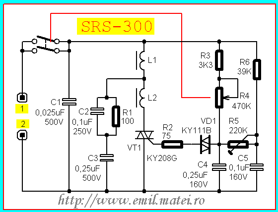 Schema variatorului de lumina rusesc SRS-300 Schema variatorului de lumina rusesc SRS-300