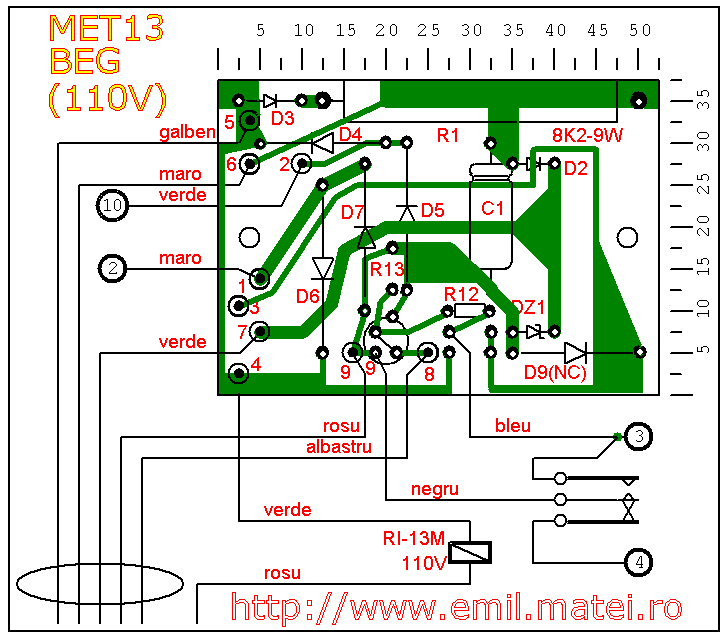Temporizator MET-13 PCB circuite alimentare