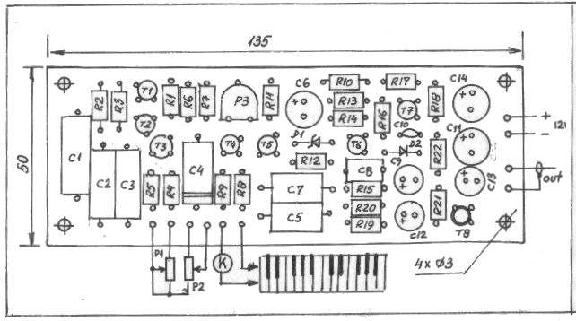Fig.8 - Desen de echipare PCB si conexiuni exterioare