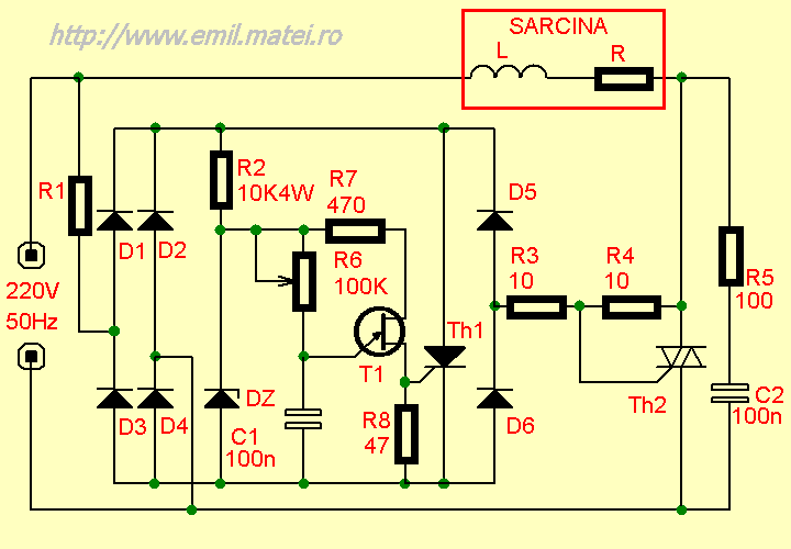 Variator de tensiune alternativa cu triac si sarcina RL Variator de tensiune alternativa cu triac si sarcina RL