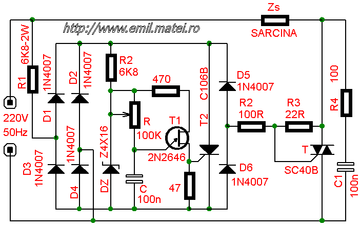 Variator de tensiune alternativa cu triac si sarcina RL Variator de tensiune alternativa cu triac si sarcina RL
