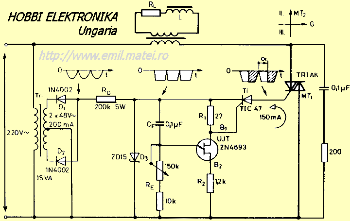 Variator de tensiune alternativa cu triac si sarcina RL Variator de tensiune alternativa cu triac si sarcina RL