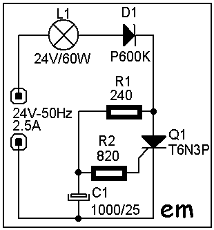 schema electrica flasher cu bec incandescent de 24V