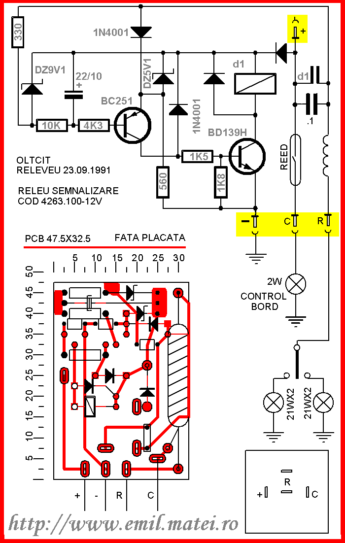 Schema electrica releu semnalizare auto 12V schema electrica releu semnalizare auto 12V