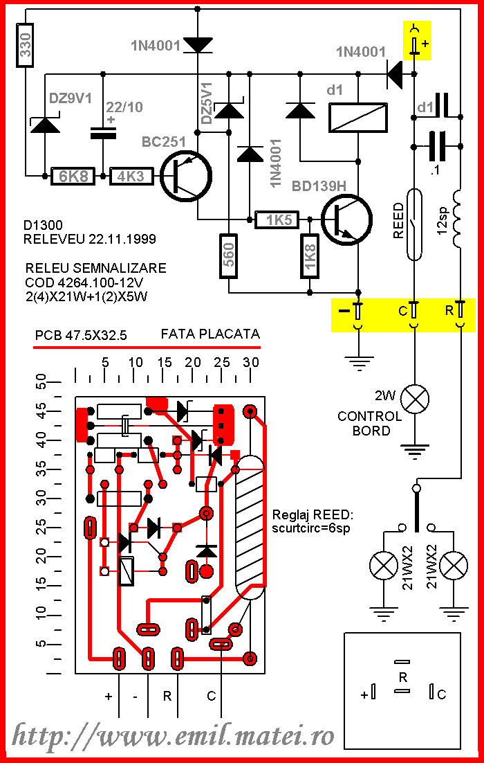 Schema electrica releu semnalizare auto 12V schema electrica releu semnalizare auto 12V