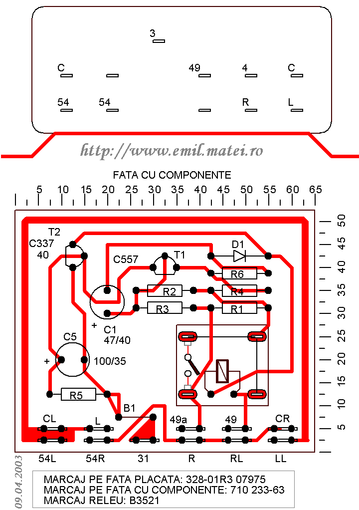 PCB releu semnalizare auto 12V/24V PCB releu semnalizare auto 12V/24V