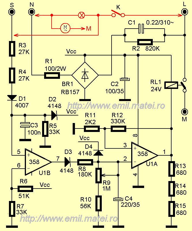 Releu de timp PO-406 - schema electrica Releu de timp PO-406 - schema electrica