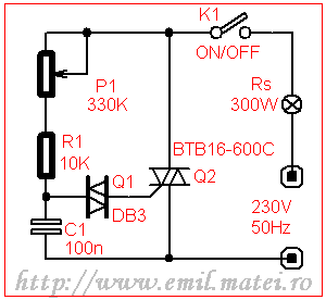 Dimmer simplu cu triac si diac Dimmer simplu cu triac si diac
