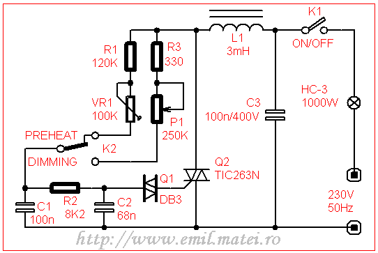 Dimmer pt bec cu halogeni de 1KW Dimmer pt bec cu halogeni de 1KW
