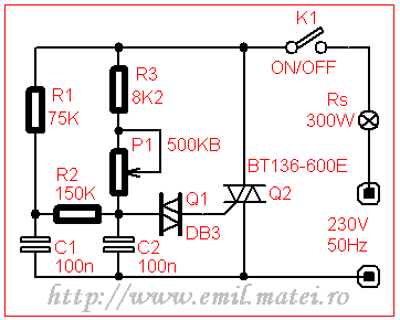 Dimmer fara histerezis cu triac si diac Dimmer fara histerezis cu triac si diac