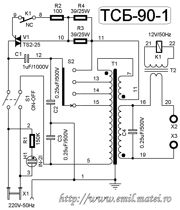 Schema electrica transformator de sudare TSB-901U3, varianta cu triac Schema electrica transformator de sudare TSB-901U3, varianta cu triac