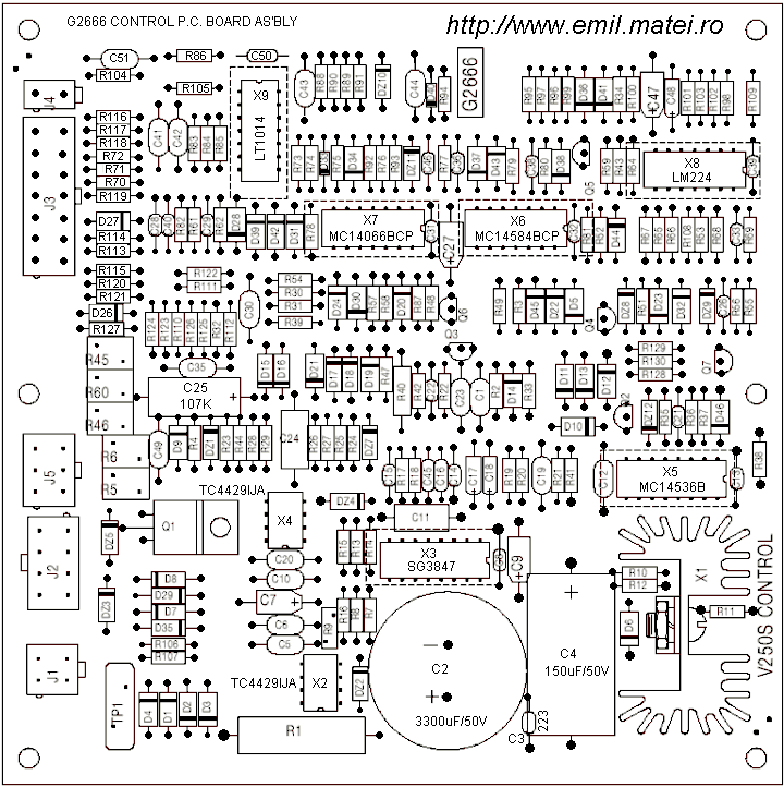 PCB Control G2666 - Lincoln Invertec V250S - Layout PCB Control G2666 - Lincoln Invertec V250S - Layout