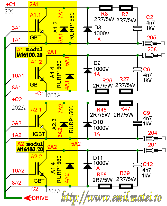Lincoln Invertec V250S Power Board detail Lincoln Invertec V250S Power board detail