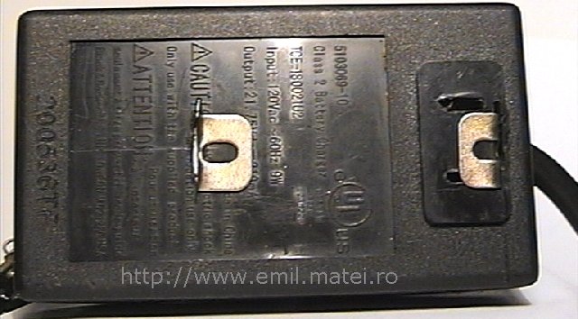 Incarcator acumulator NiCd pentru bormasina (21.75V) Incarcator acumulator NiCd pentru bormasina (21.75V)