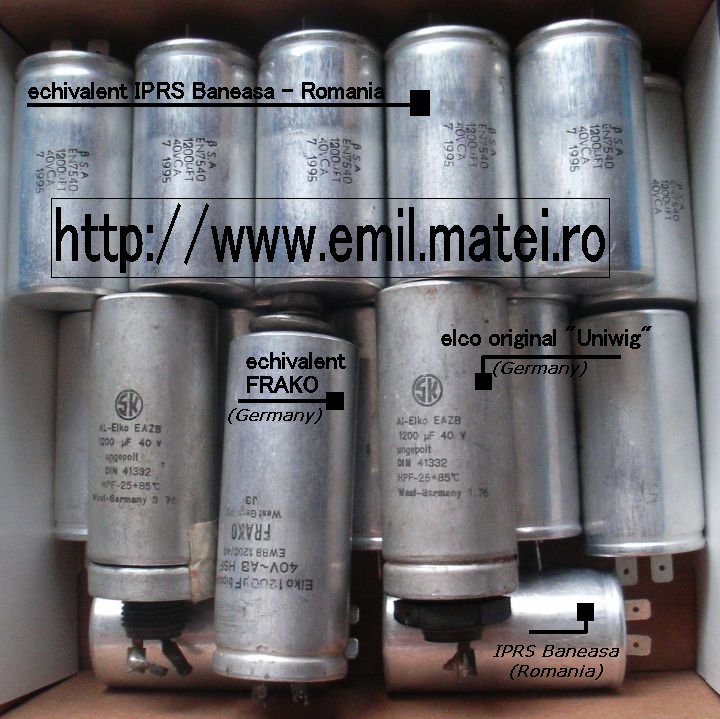 Instalatie UNIWIG GW350 - piese de schimb condensatoare electrolitice bipolare Instalatie UNIWIG GW350 - piese de schimb condensatoare electrolitice bipolare