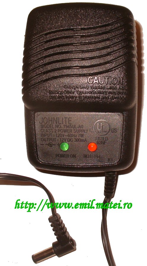 Incarcator pentru acumulator cu gel, pentru lanterna (12V-300mA)