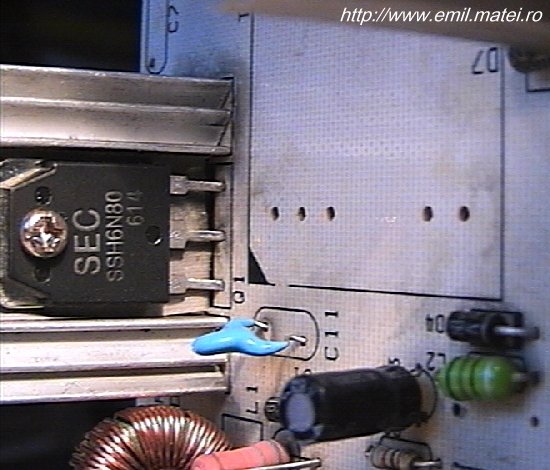 PCB smps YOUNGIL YLP150 - detaliu mosfet PCB smps YOUNGIL YLP150 - detaliu mosfet