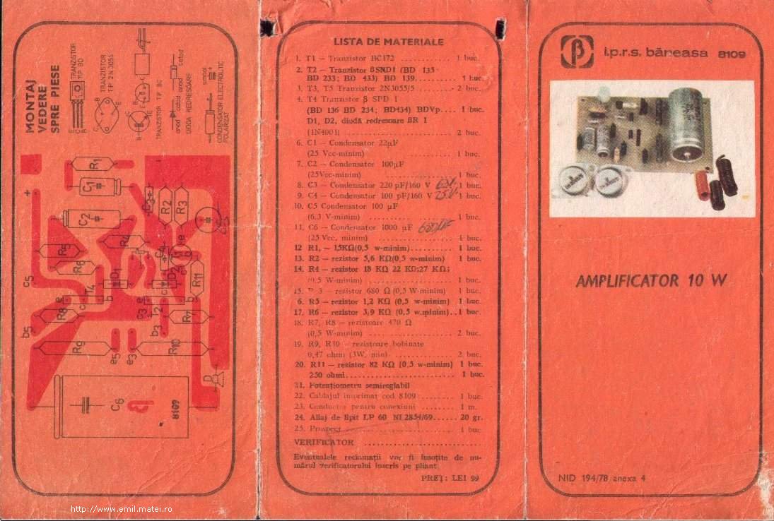 Kit 8109 IPRS Baneasa - Amplificator 10W