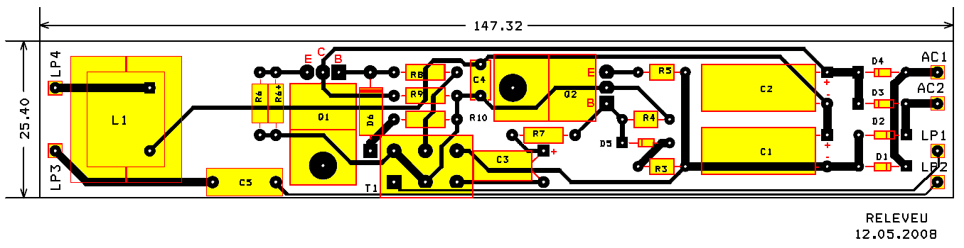 PCB - Balast electronic pentru lampi fluorescente de 36W