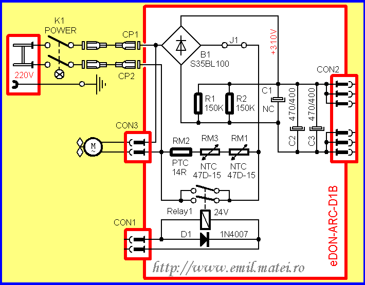 Circuit pornire - Invertor de sudare Edon MMA200