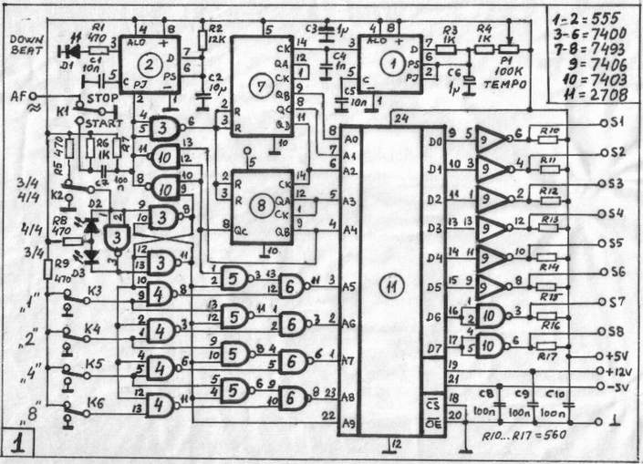 Generator de ritmuri cu EPROM - Schema circuite de comanda logica