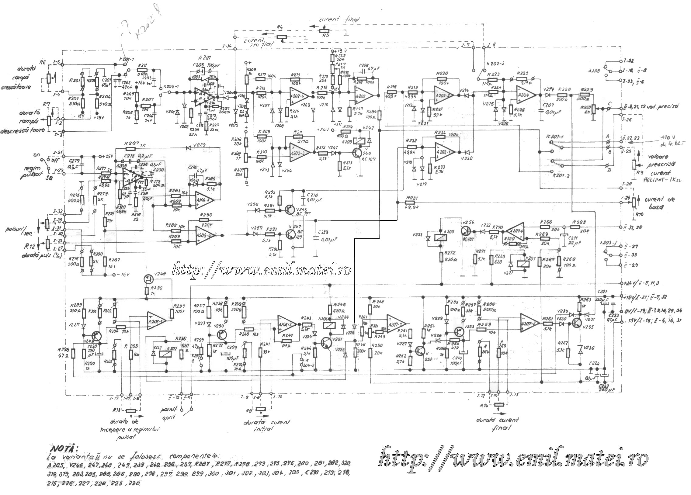 Instalatie sudare WIG tip IUW400N - Schema electrica modul programator