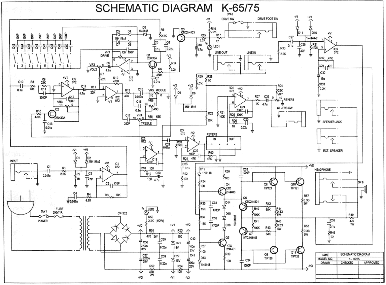 Dean Markley K-75 Schematic Diagram