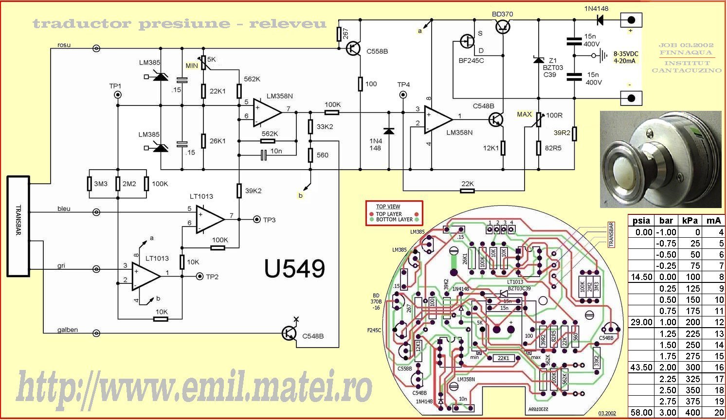Schema electrica traductor de presiune