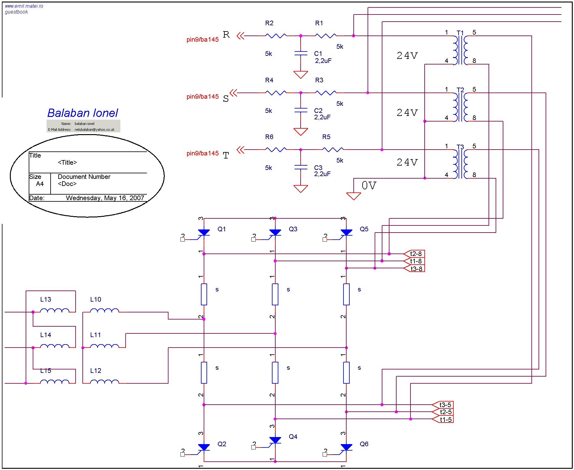 Schema sincronizare redresor trifazat comandat cu circuitul BAA145 (partea I) 