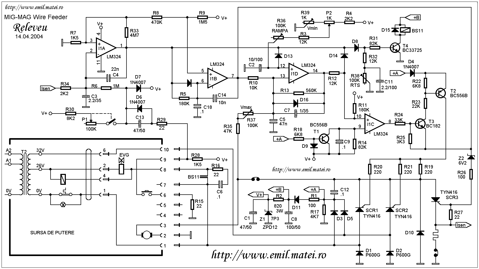 Variator de turatie pentru motorul de antrenare a sarmei in instalatie de sudare MIG-MAG